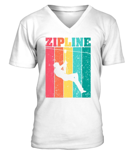 Zipline Adventure Vintage Ziplining V-Neck T-shirt