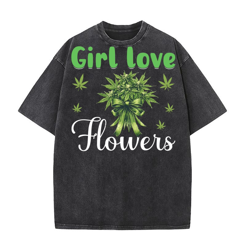 Girl love flowers Washed T-Shirt