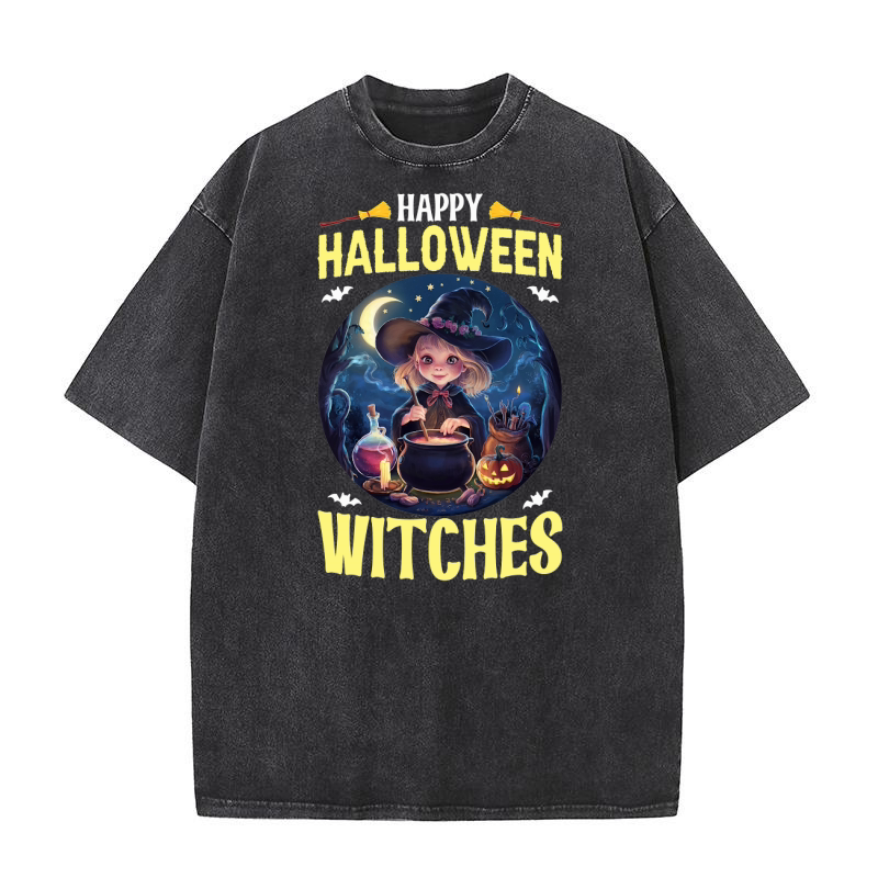 happy halloween witches Washed T-Shirt