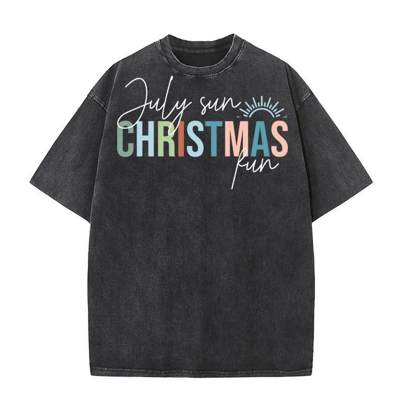 July sun Christmas fun Washed T-Shirt