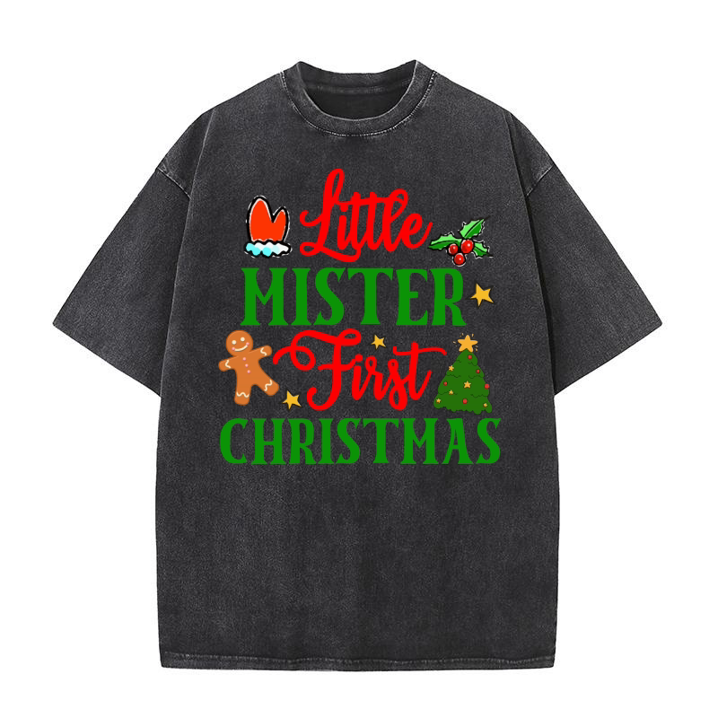 Little Mister First Christmas Washed T-Shirt