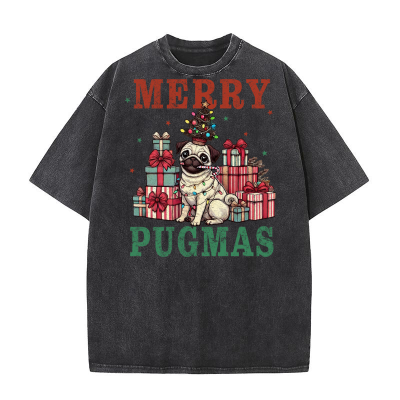 Merry Pugmas Washed T-Shirt