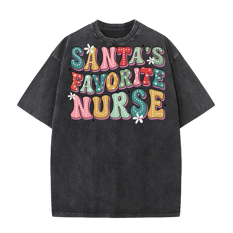 Santas favorite nurse 3 Washed T-Shirt