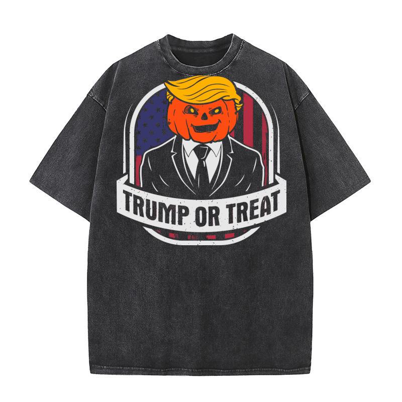 Trump or TreatHalloween Trumpkin Washed T-Shirt