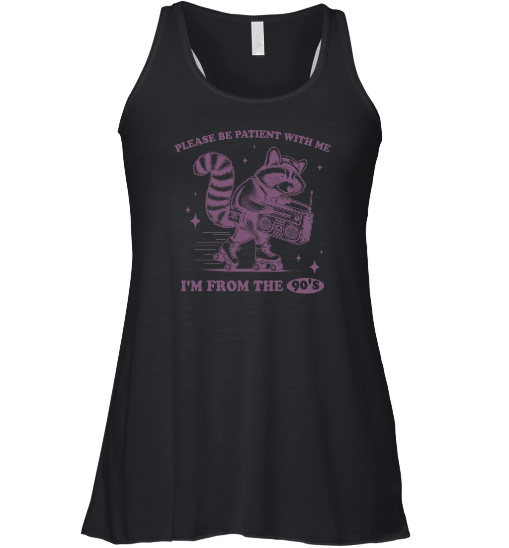 Raccoon Roller Skate Vintage Radio L Purple Women's Flowy Tank Top