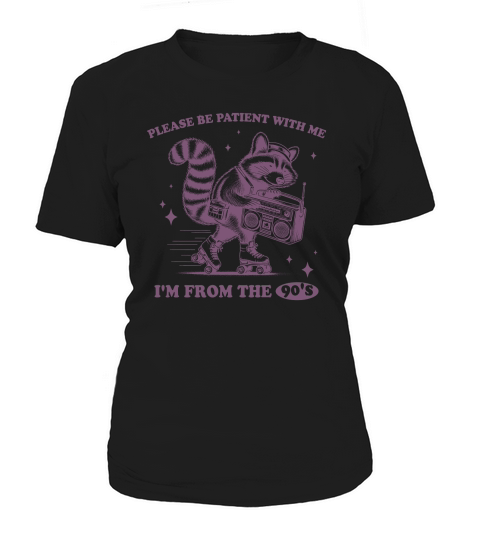 Raccoon Roller Skate Vintage Radio L Purple Women's T-Shirt