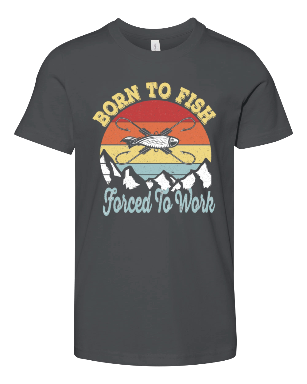 Born to fish Force To Work - Vintage Fisherman Youth Unisex Jersey Tee