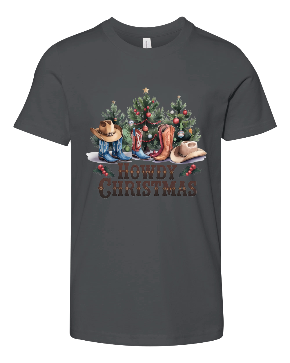 Howdy Christmas Vintage Christmas 4 02 Youth Unisex Jersey Tee