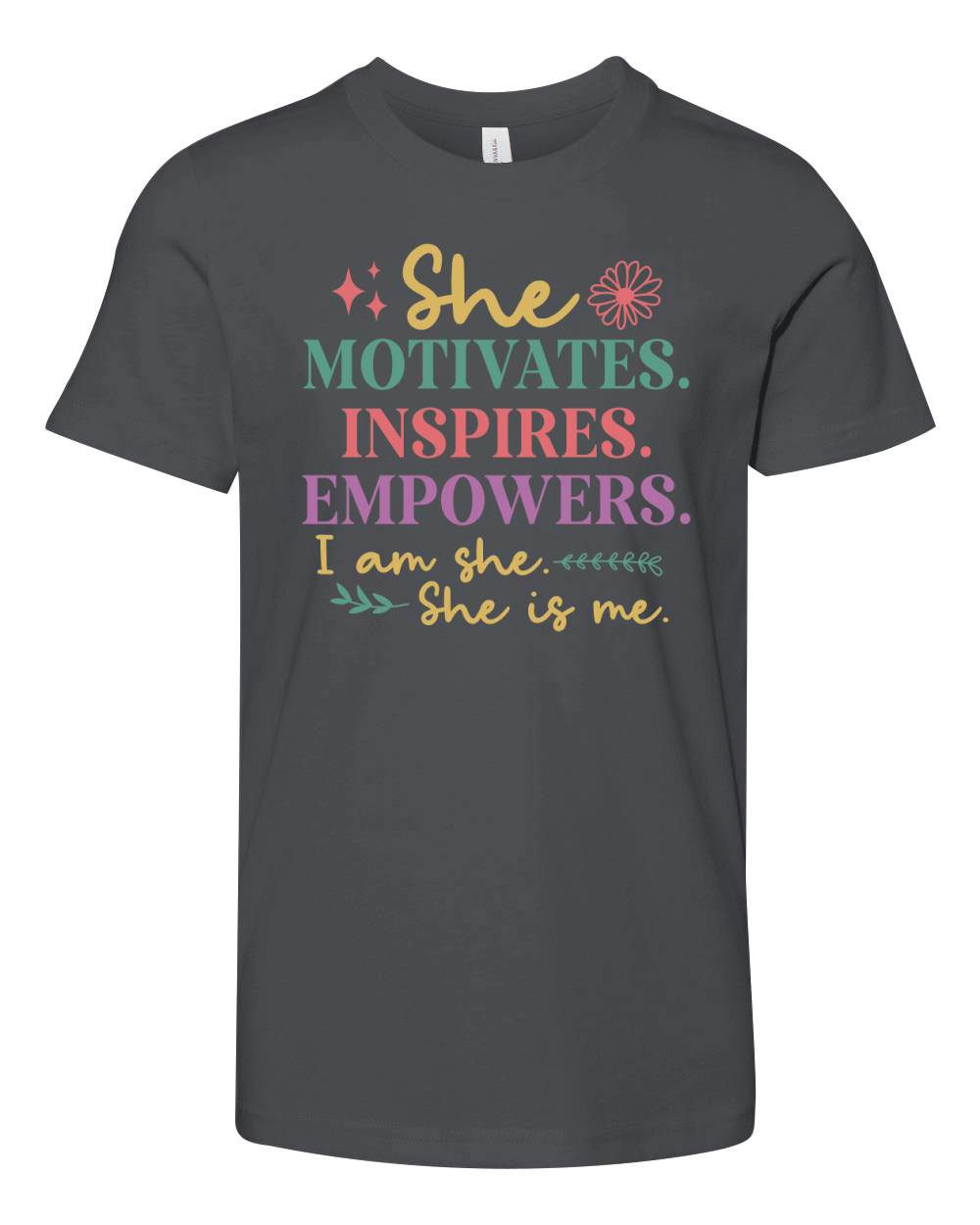 She Motivates Inspires Empowers Youth Unisex Jersey Tee