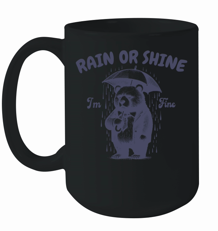 Rain or Shine Bear with Umbrella L Dark Violet Ceramic Mug