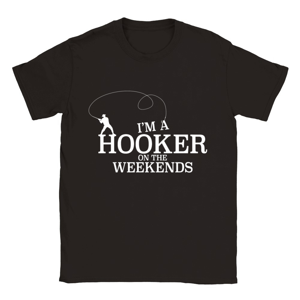Hooker on the Weekends - Fishing Fisherman Gift Classic Kids Crewneck T-shirt