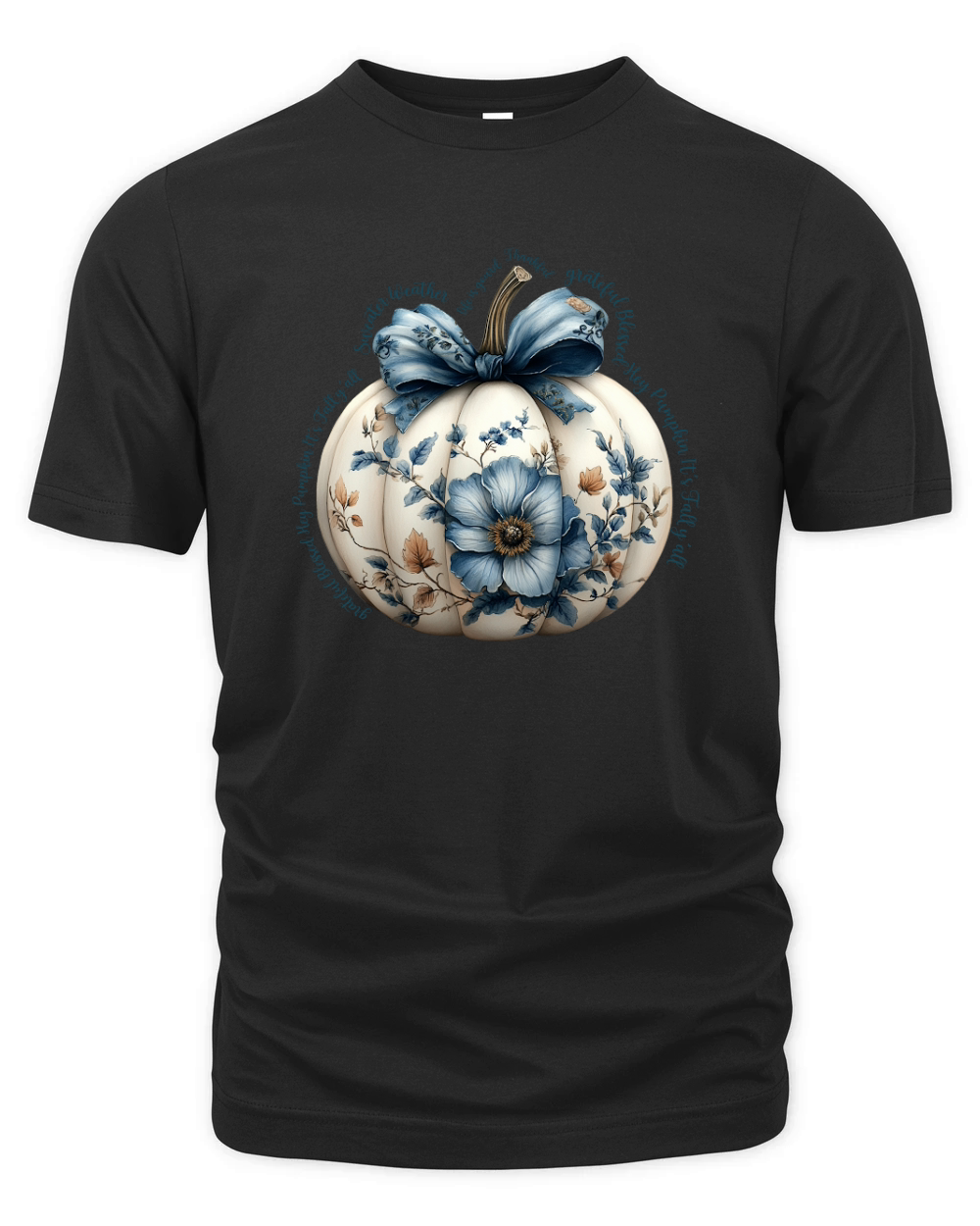 Blue Floral Pumpkin 5 Organic Unisex T-shirt