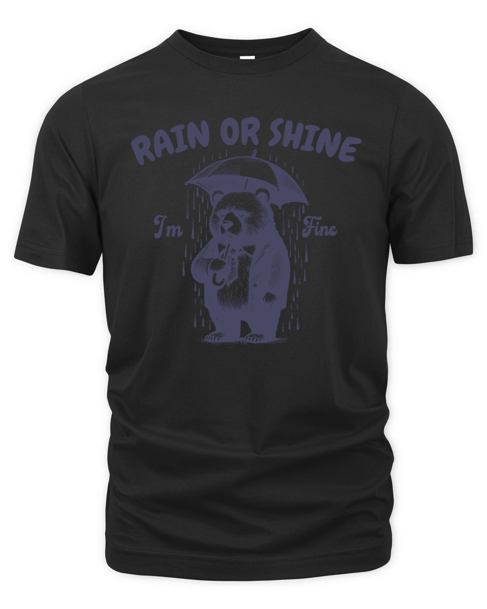 Rain or Shine Bear with Umbrella L Dark Violet Organic Unisex T-shirt