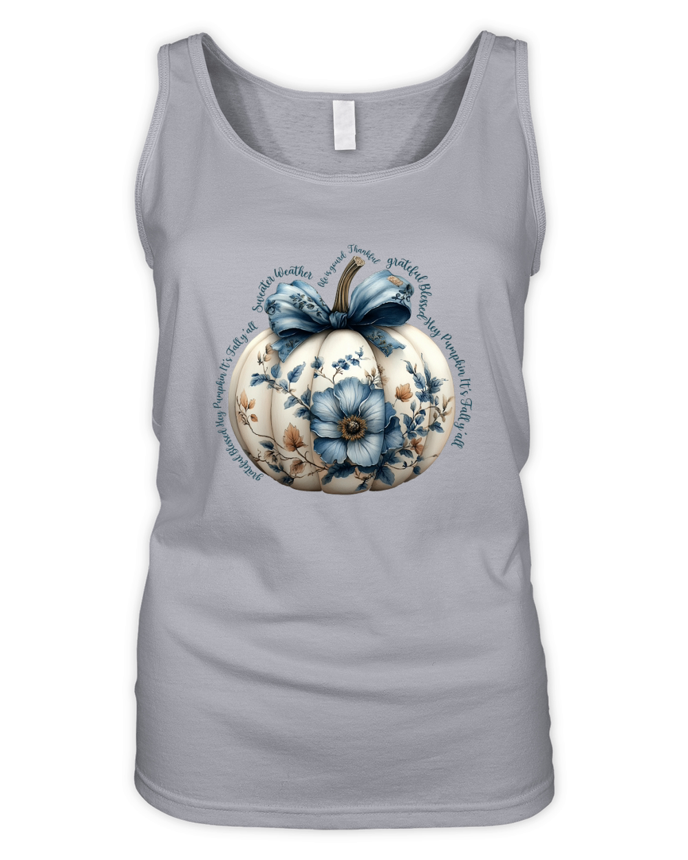 Blue Floral Pumpkin 5 Organic Women's Tank Top