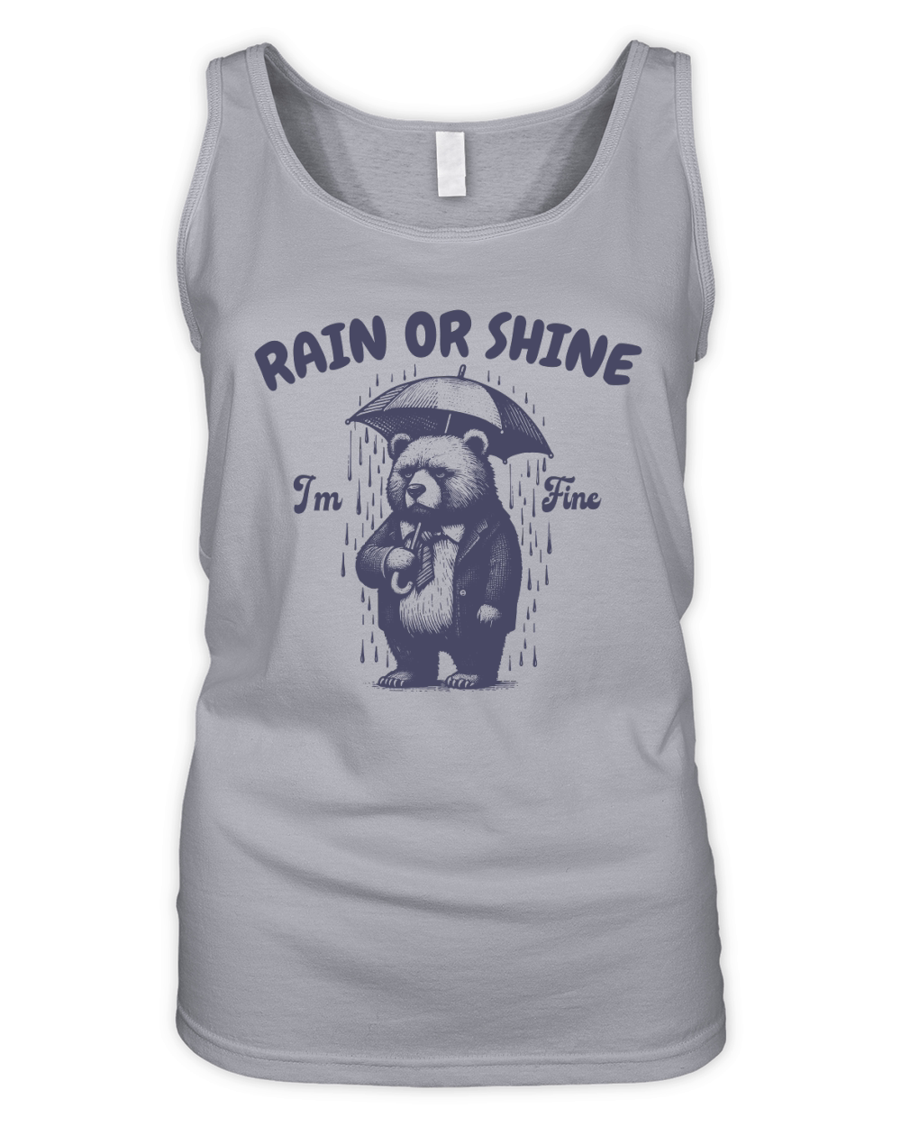 Rain or Shine Bear with Umbrella L Dark Violet Organic Women's Tank Top
