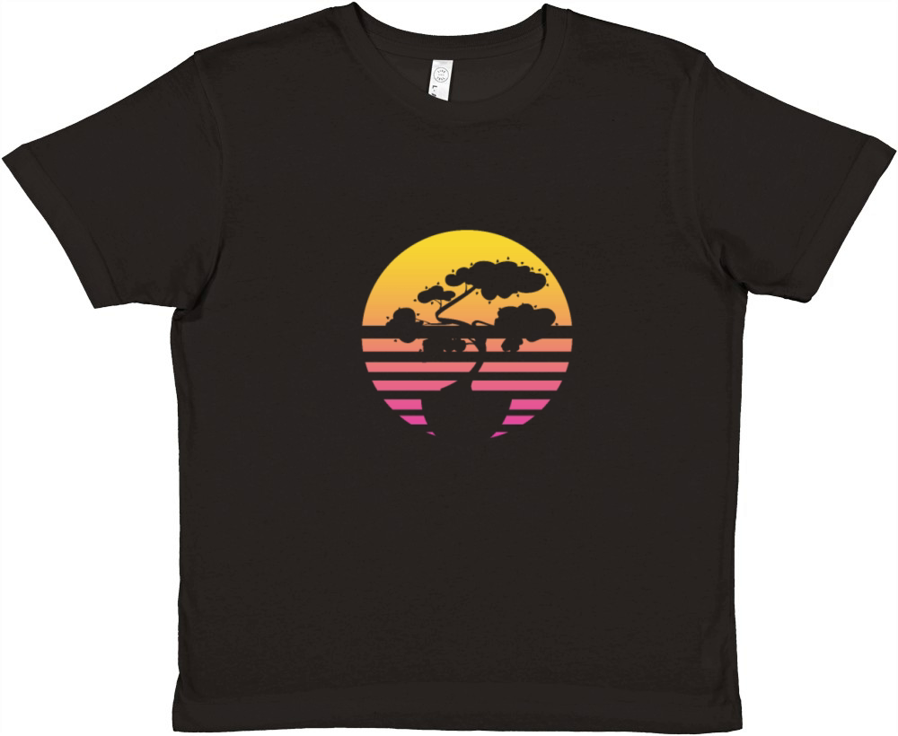 Bonsai Tree Sun Retro Vintage Premium Kids Crewneck T-shirt