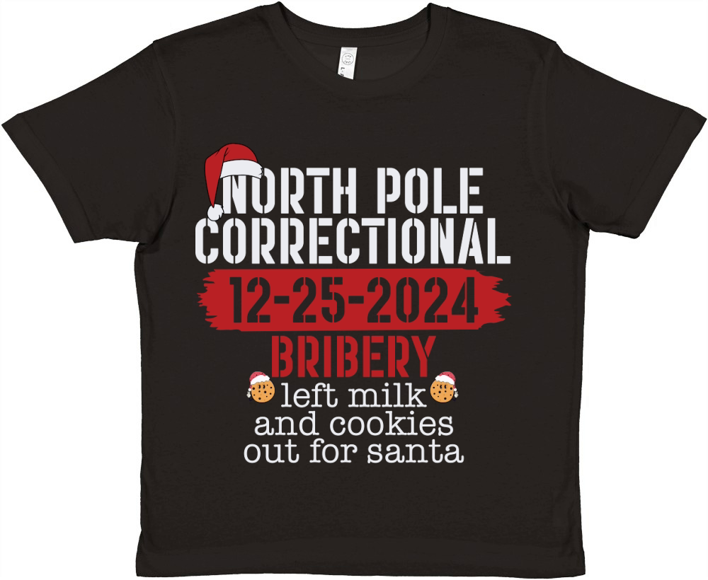 North pole correctional 12 25 2024 bribery left milk and cookies out for santa Premium Kids Crewneck T-shirt