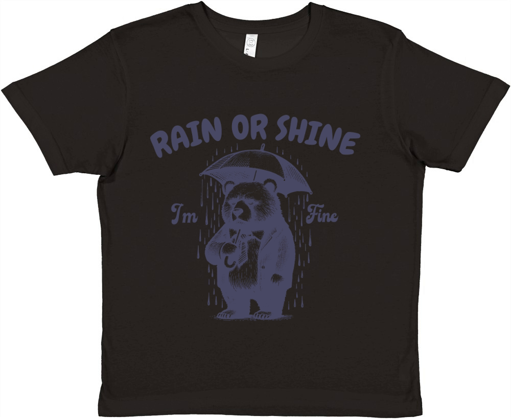 Rain or Shine Bear with Umbrella L Dark Violet Premium Kids Crewneck T-shirt