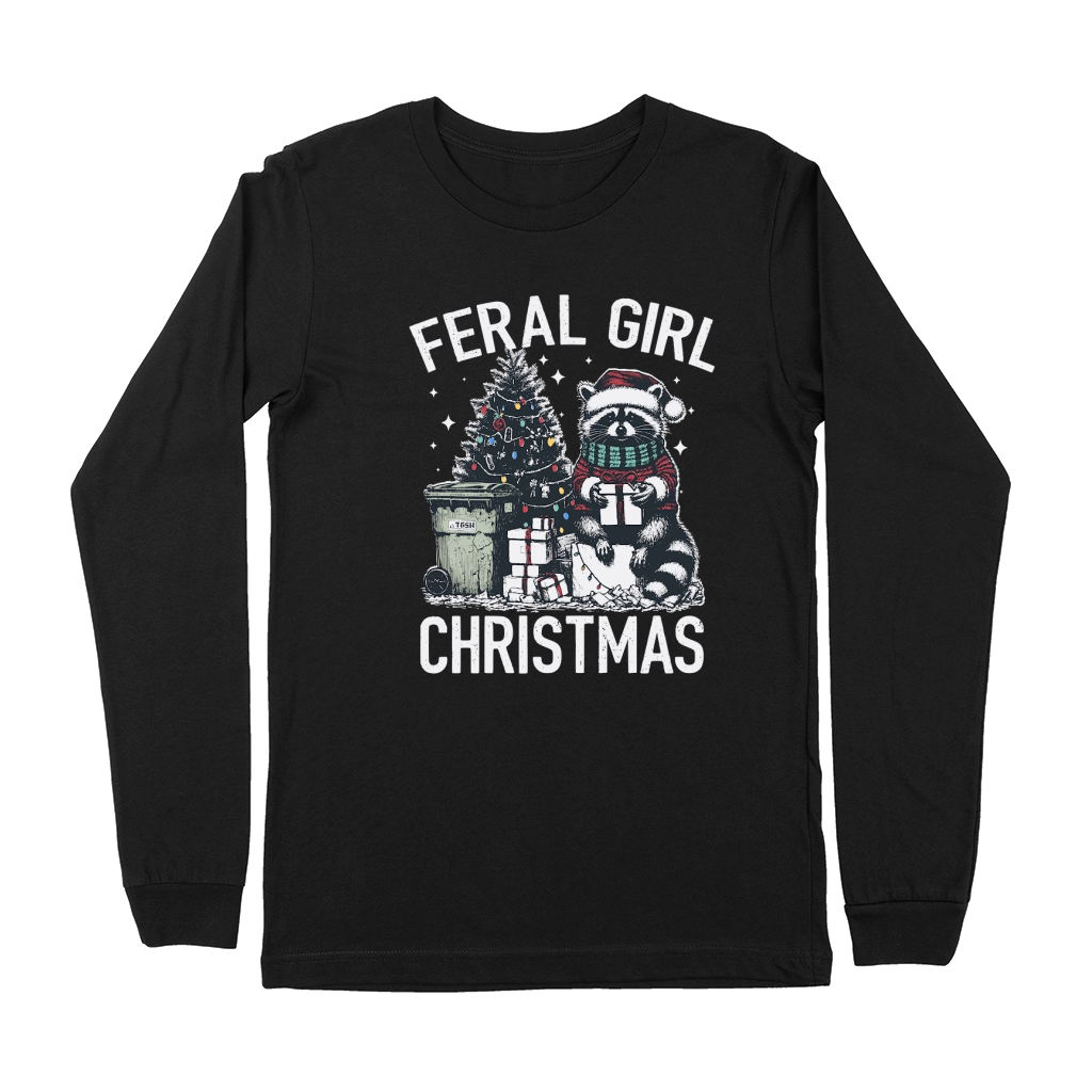 Feral Girl Christmas Raccoon D Color Premium Long Sleeve