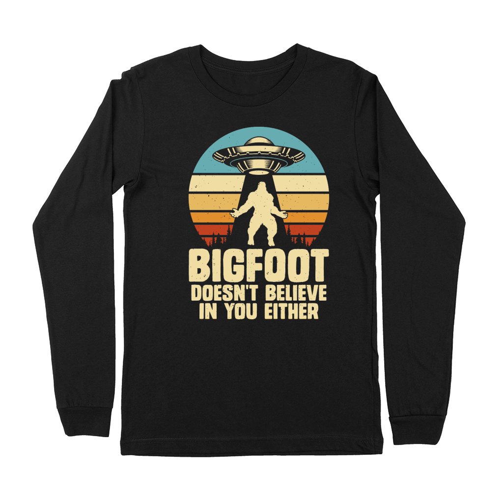 Vintage UFO Alien Bigfoot doesnt believe in you either Premium Long Sleeve