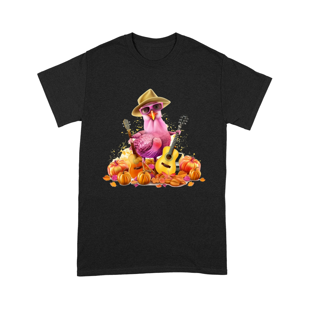 Turkey Hen Playing Guitar Thanksgiving 02 Premium T-shirt