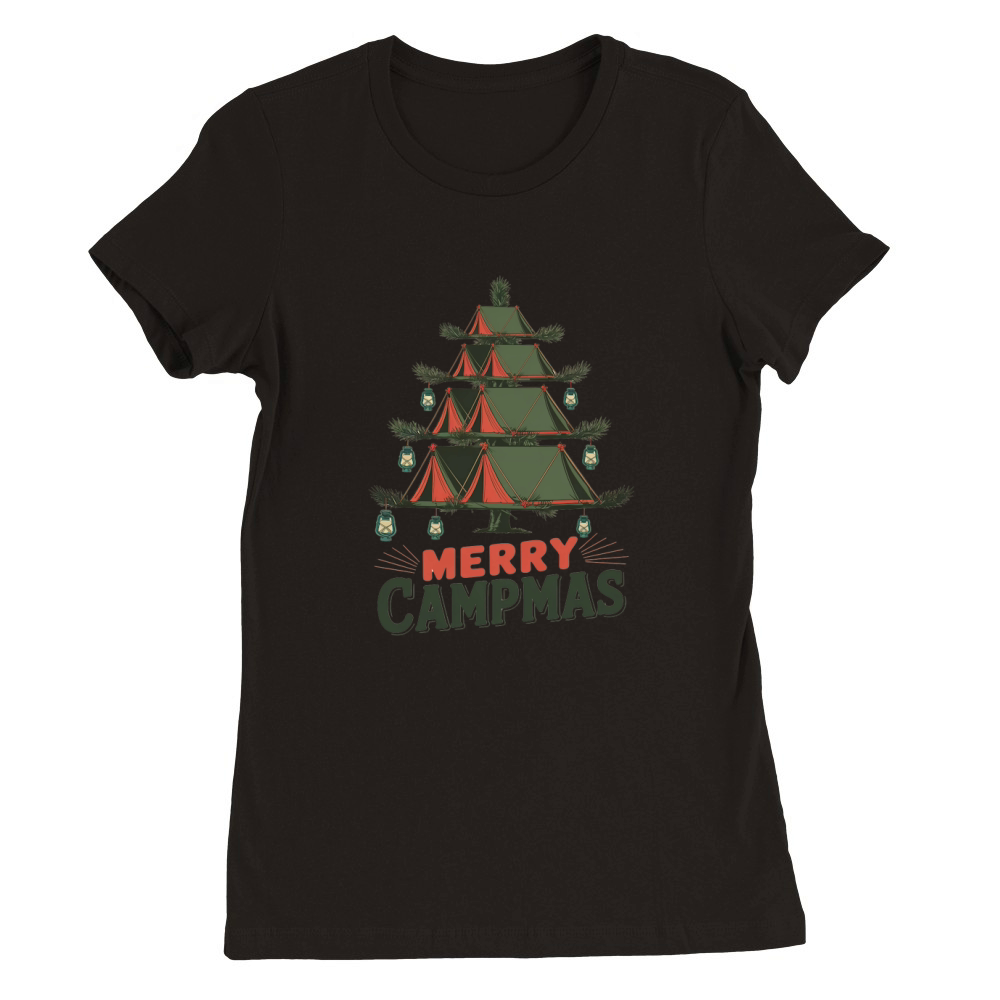 Christmas in the Air Festive Deer Graphics Premium Womens Crewneck T-shirt