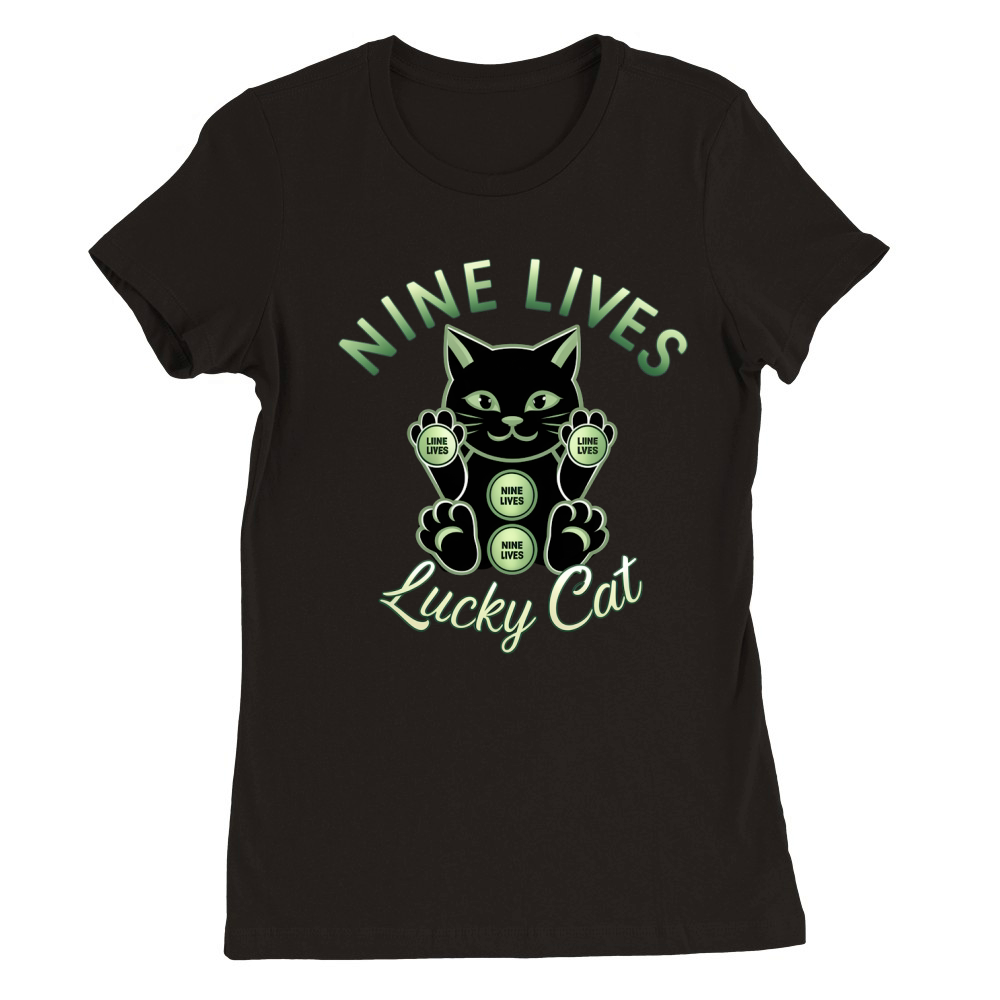 Nine lives lucky cat Premium Womens Crewneck T-shirt