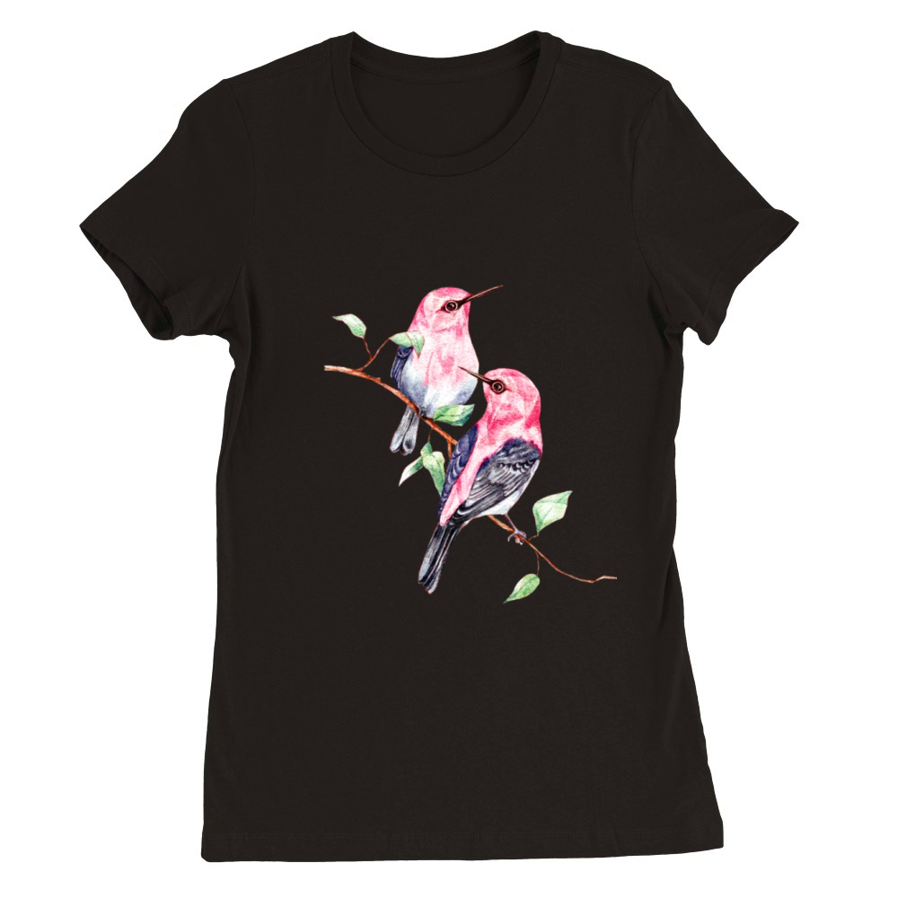 Watercolor birds Premium Womens Crewneck T-shirt