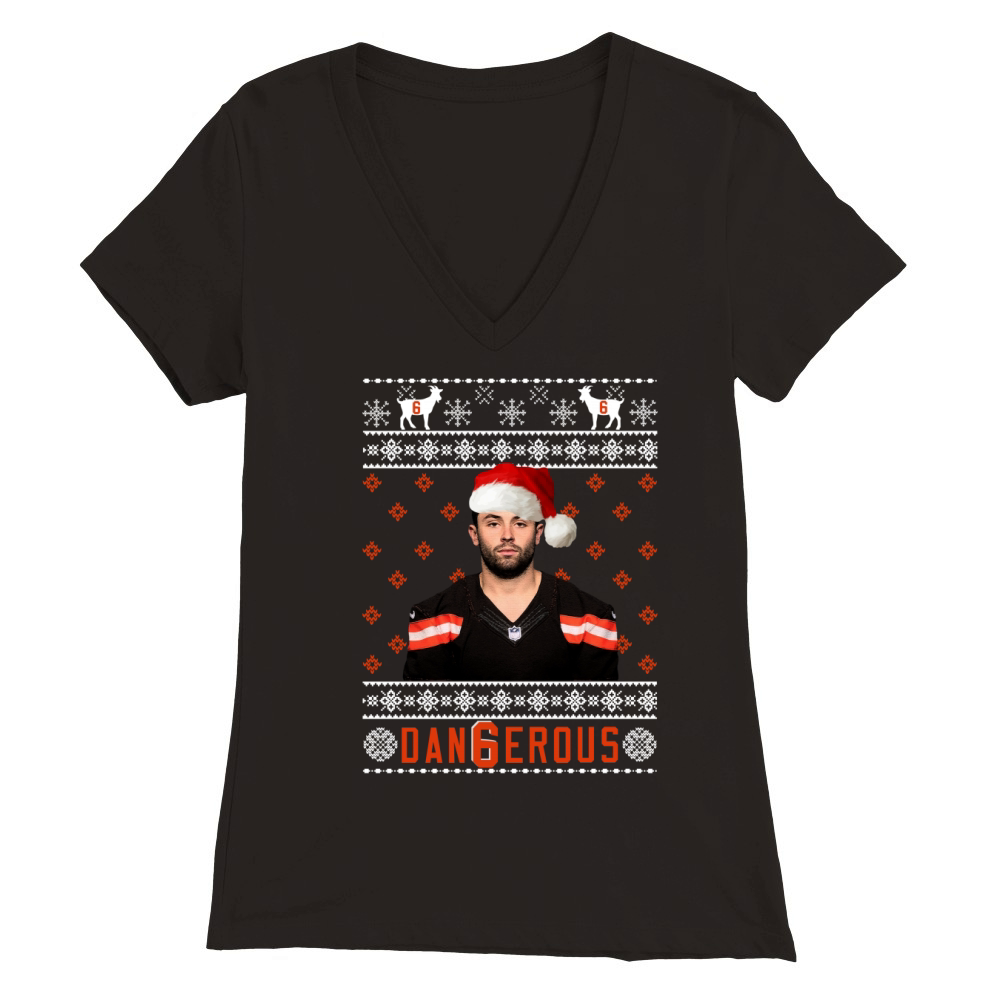 Baker Mayfield ugly christmas Premium Womens V-Neck T-shirt