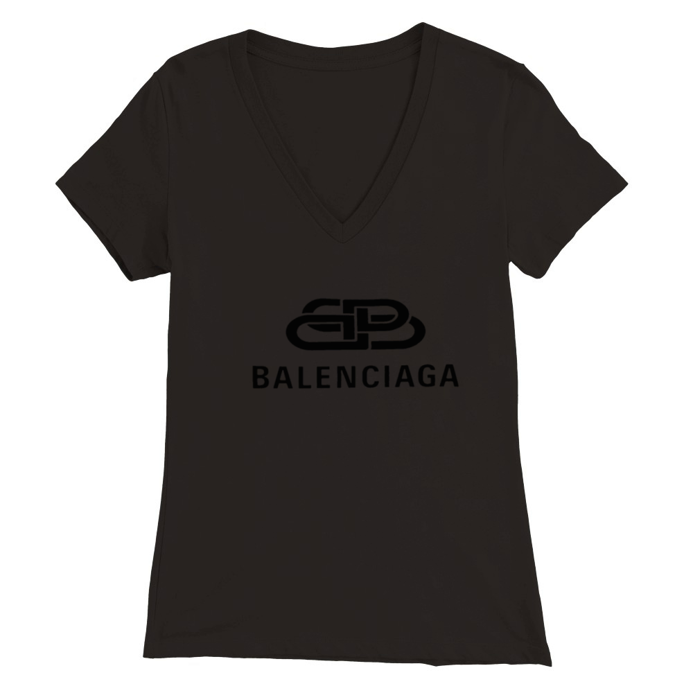 Balenciaga Oversized BB Logo Premium Womens V-Neck T-shirt