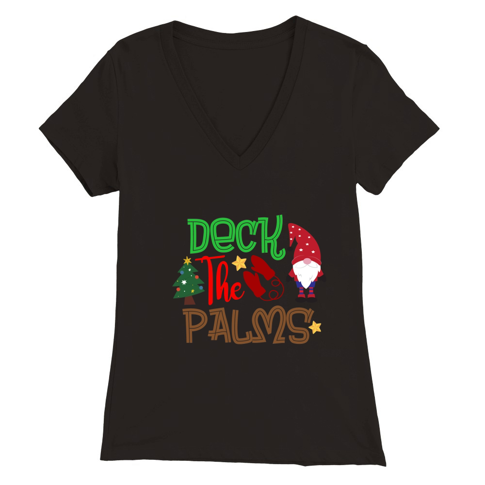 Deck The Palms Premium Womens V-Neck T-shirt