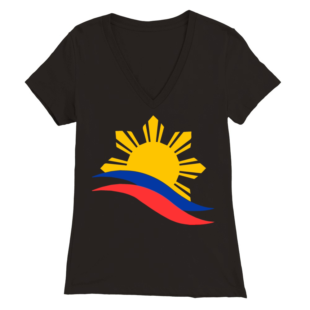 Filipino Philippine Sun Stars Flag Pinoy Pride Premium Womens V-Neck T-shirt