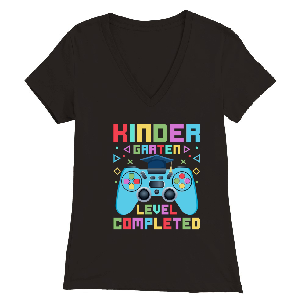 Kindergarten Level Completed Premium Womens V-Neck T-shirt