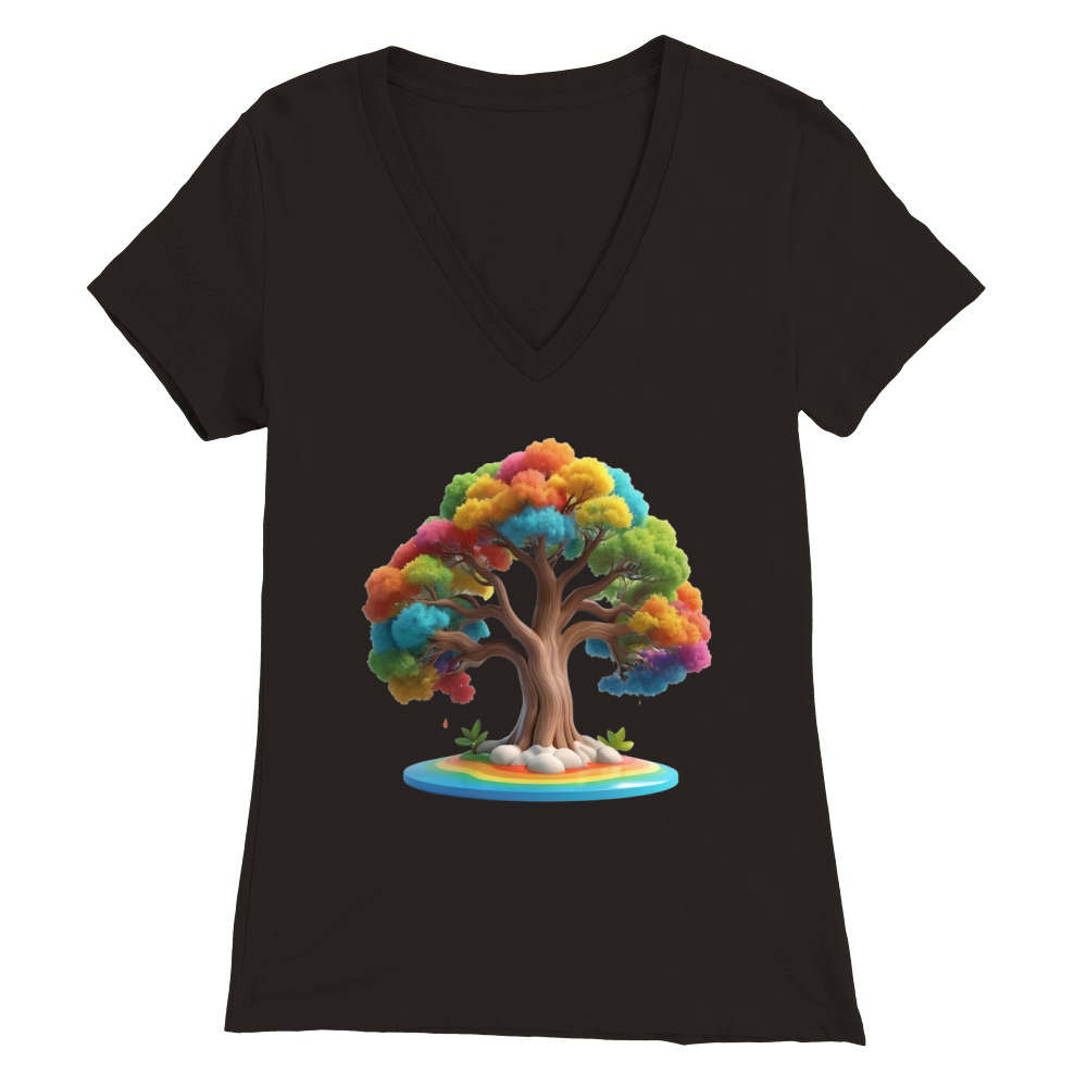 Magical Rainbow Tree Sublimation Bundle 06 Premium Womens V-Neck T-shirt