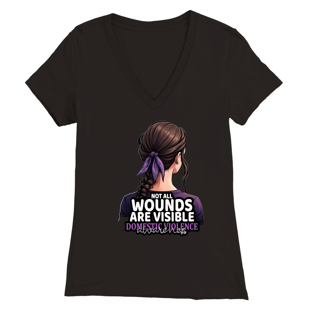 Not all wounds are visible domestic violence awareness Premium Womens V-Neck T-shirt