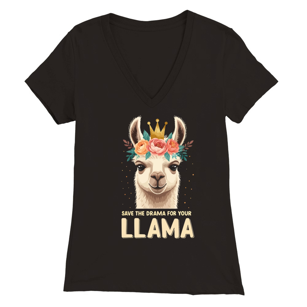 Save the drama for your llama Premium Womens V-Neck T-shirt