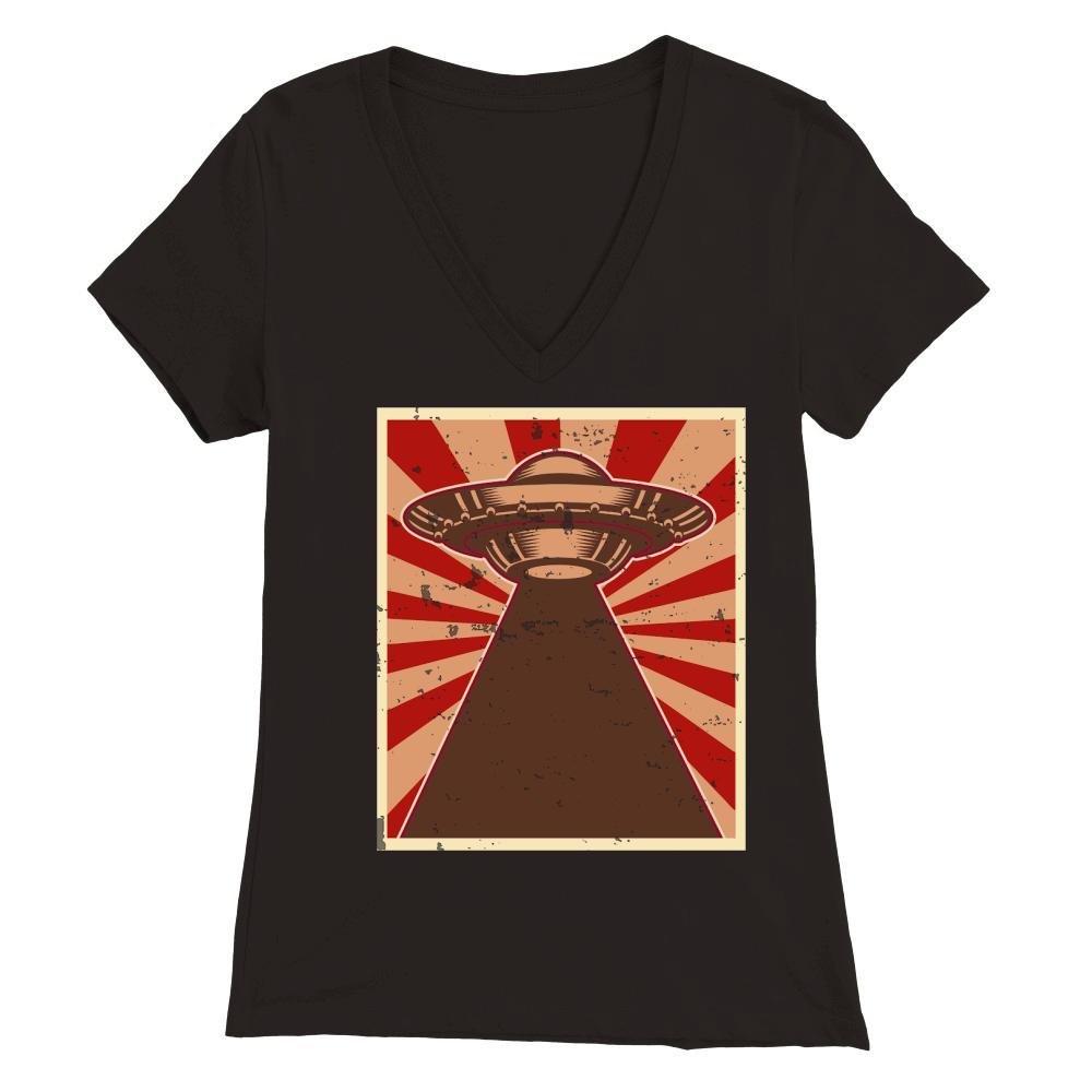 Vintage UFO Alien 30 Premium Womens V-Neck T-shirt