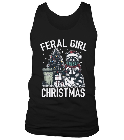 Feral Girl Christmas Raccoon D Color Tank Top Unisex