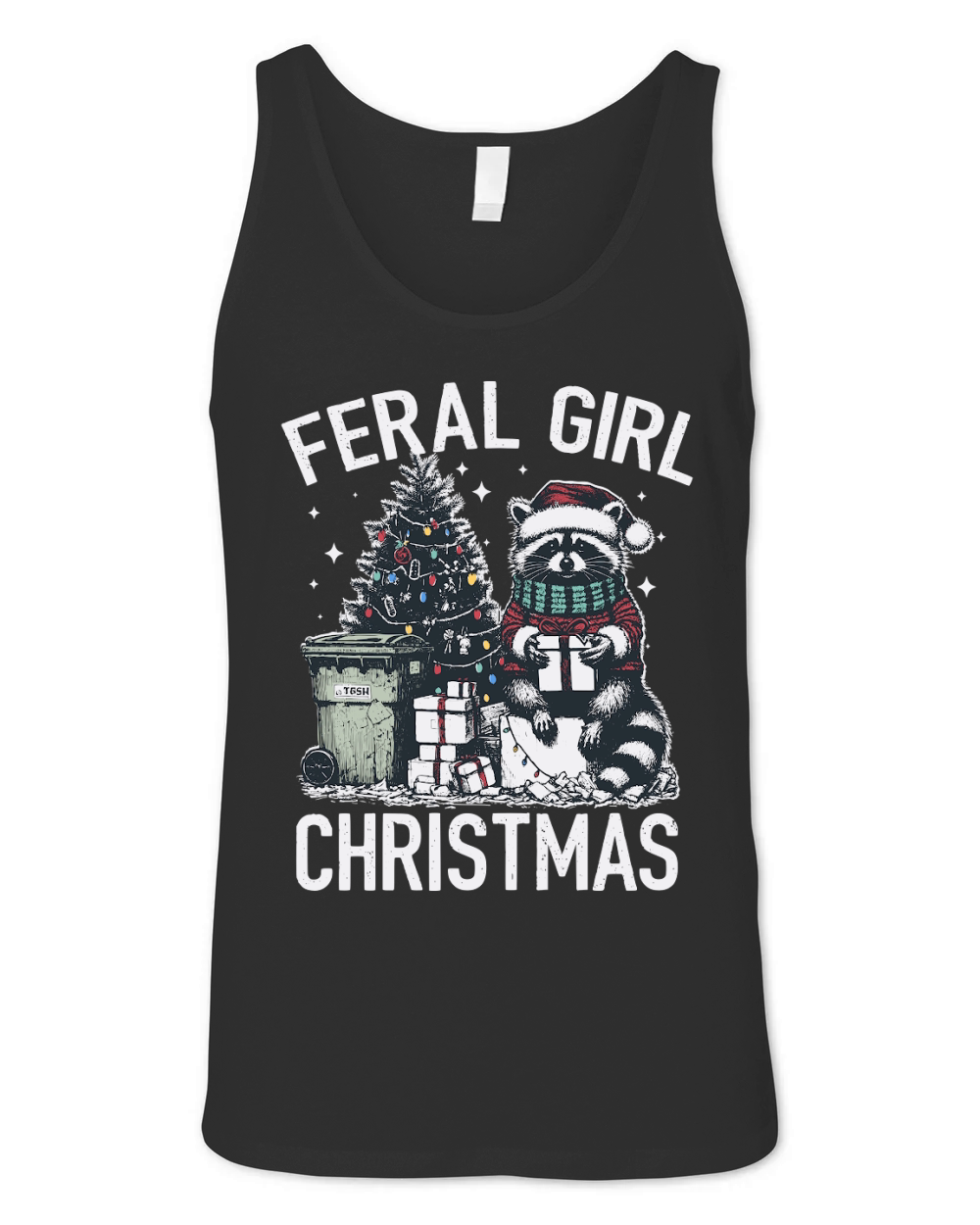 Feral Girl Christmas Raccoon D Color Unisex Jersey Tank