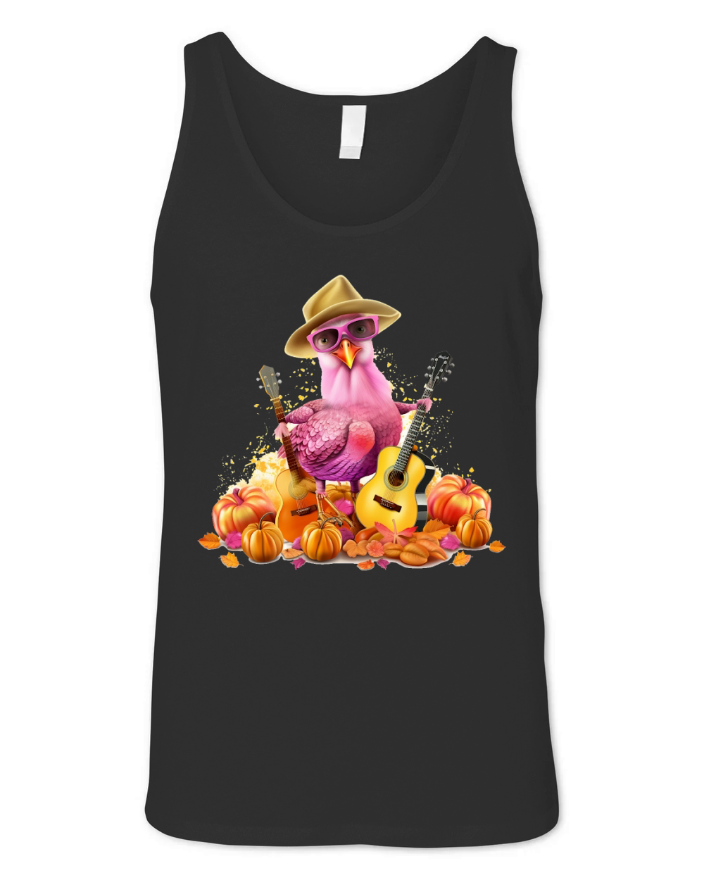 Turkey Hen Playing Guitar Thanksgiving 02 Unisex Jersey Tank