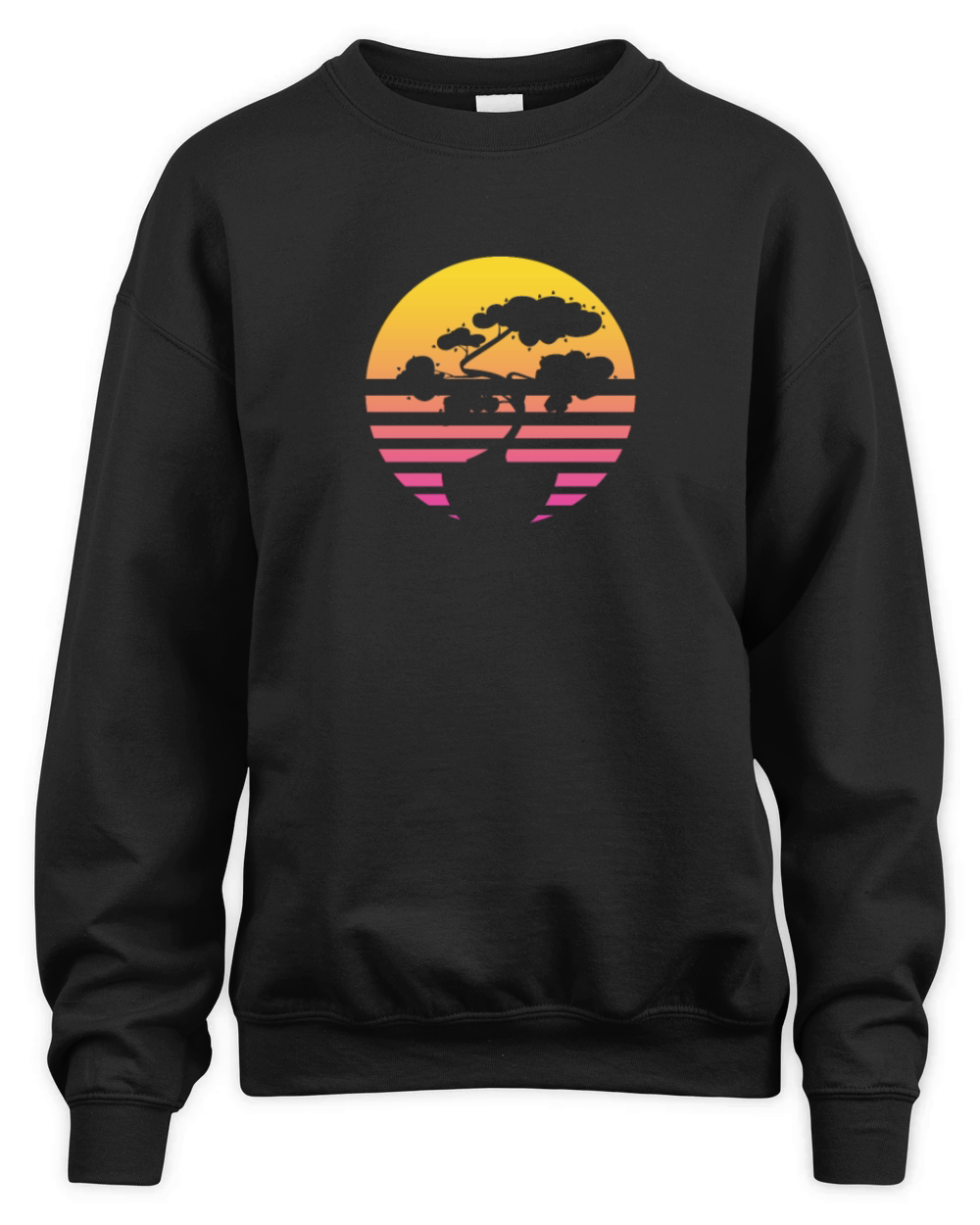 Bonsai Tree Sun Retro Vintage Unisex Premium Crewneck Sweatshirt