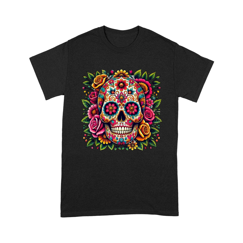 Sugar Skull with Colorful Floral Unisex T-Shirt