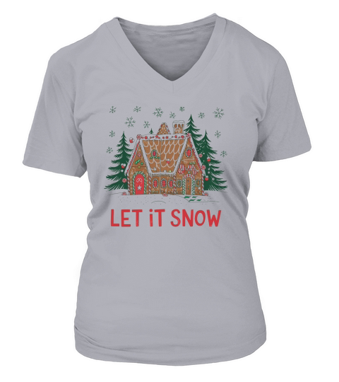 Let It Snow Gingerbread house V-neck T-Shirt Woman