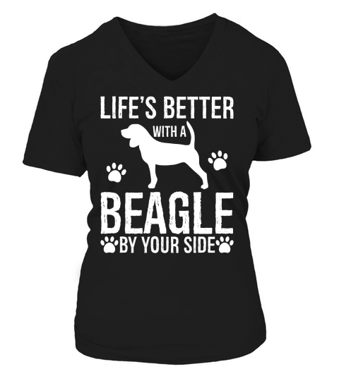 Lifes better with a beagle by your side V-neck T-Shirt Woman