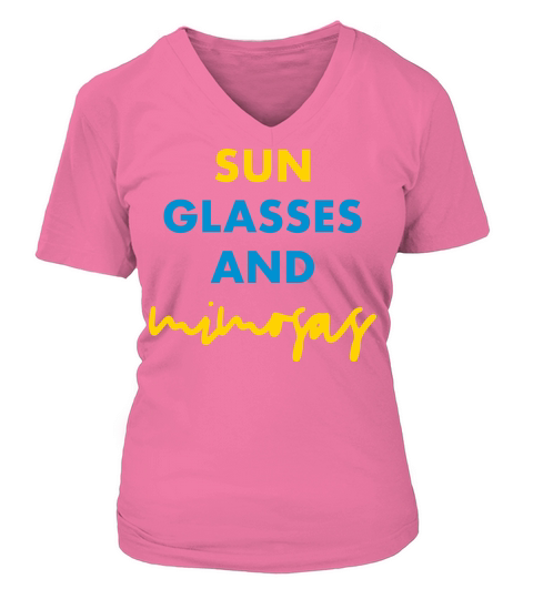 SUN GLASSES AND MIMOSAS V-neck T-Shirt Woman