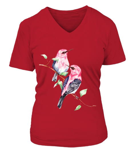 Watercolor birds V-neck T-Shirt Woman
