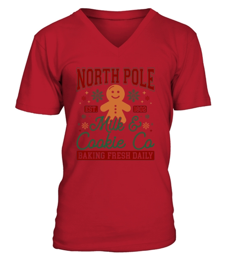 1 North Pole Est 1802 Milk & Cookie Co Baking Fresh Daily (color) V-Neck T-shirt