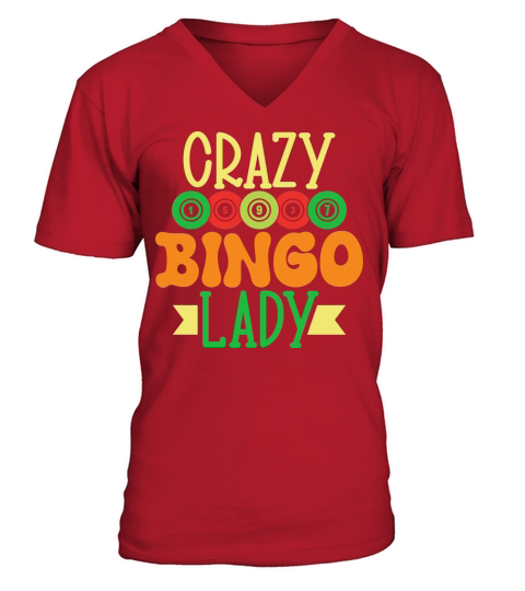 Crazy Bingo Lady 05 V-Neck T-shirt