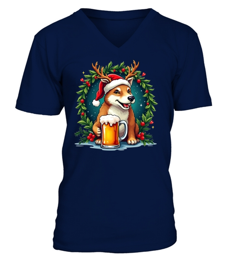 Funny Animal Beer Christmas Sublimation 6 09 V-Neck T-shirt