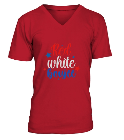 Red white boujee V-Neck T-shirt